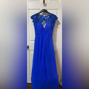 NWT La Femme 20844 Electric Blue Beaded Gown - Size 2 - UNALTERED